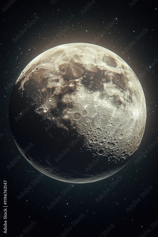 Fototapeta premium Stunning space scene with a detailed lunar surface.