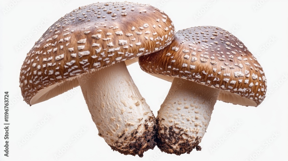 Obraz premium Brown and white fungi with spores.