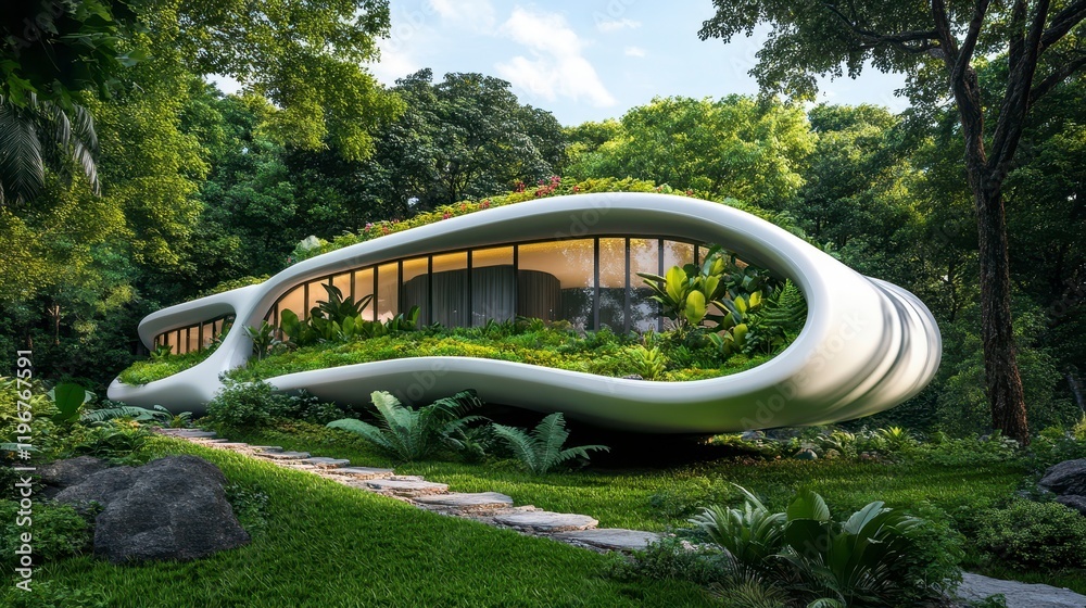 Modern Organic Architecture in Lush Green Natural Environment Modern Organic Architecture in Lush Green Natural Environment