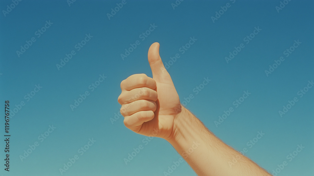 Thumbs Up Against Blue Sky: A hand gives a thumbs-up gesture against a vibrant blue sky, conveying positivity, approval, and success. Thumbs Up Against Blue Sky: A hand gives a thumbs-up gesture against a vibrant blue sky, conveying positivity, approval, and success.