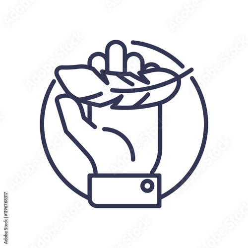 Hand holding a feather symbolizes gentle interaction and ease of use.