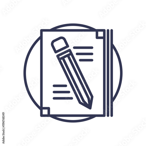 Icon of a pencil on paper, symbolizing editing and writing.