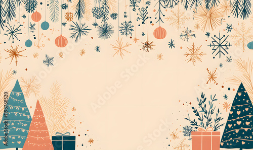 Luxurious Christmas and Holiday Promotion Banner with Elegant Ornaments, for Tags, Posters, and Banners with Ample Space for Custom Text Overlay