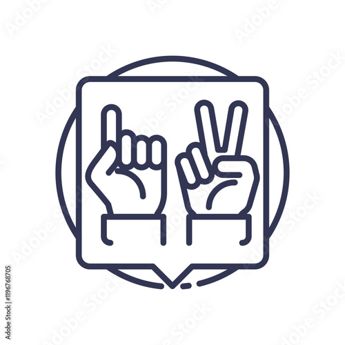 Illustration of hands using sign language, symbolizing inclusive communication.