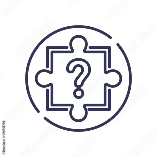 Puzzle piece with question mark symbolizes incomplete knowledge.