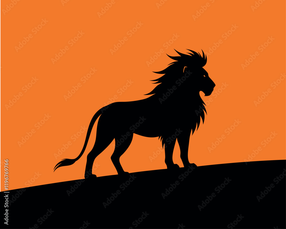 Majestic Lion Silhouette black and orange Majestic Lion Silhouette black and orange