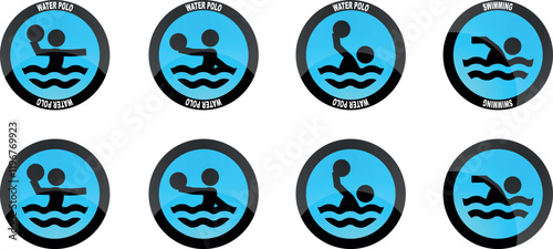 Sticker Water Polo Swimming Sign Vector