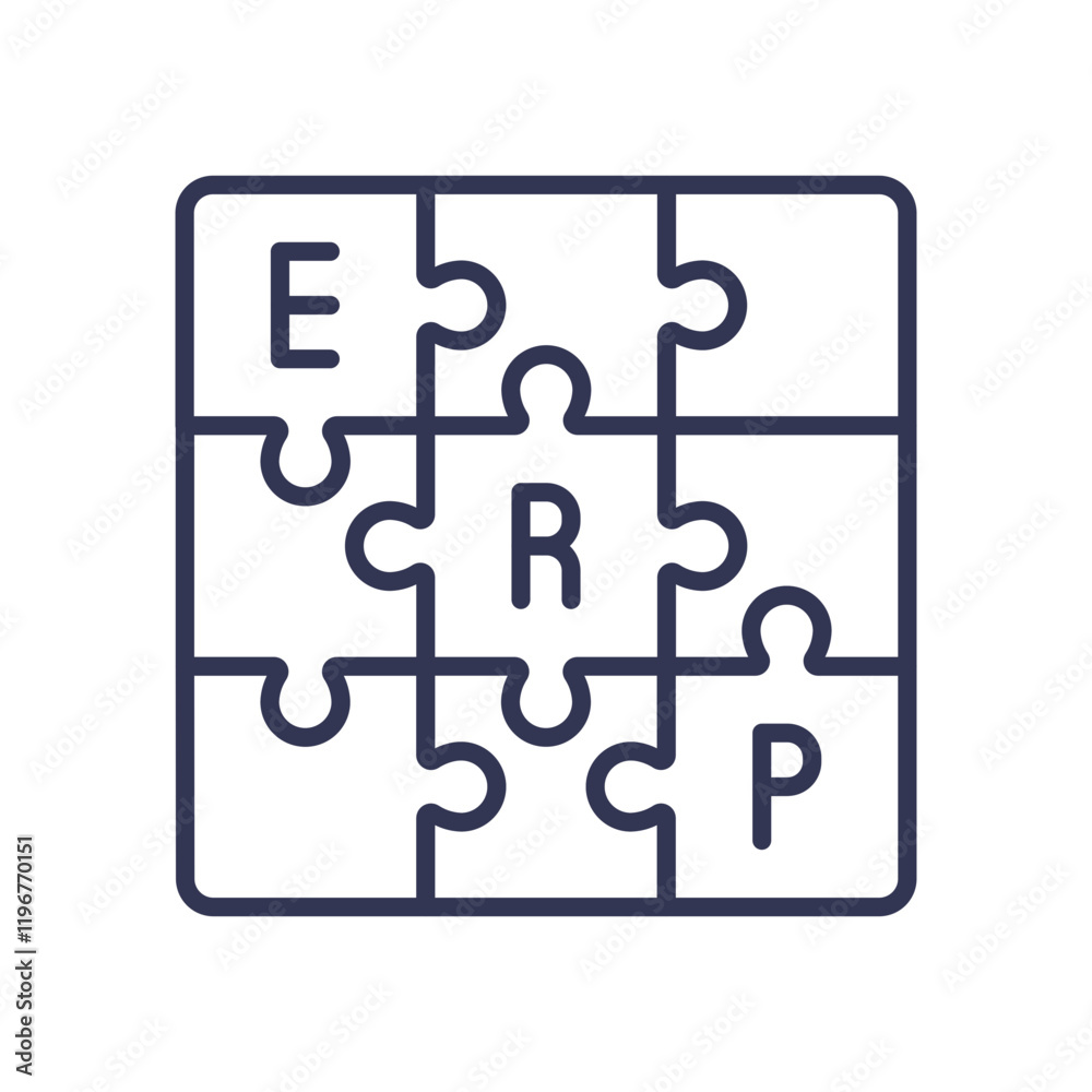 Puzzle pieces forming 'ERP' symbolize modularity and flexibility in systems. Puzzle pieces forming 'ERP' symbolize modularity and flexibility in systems.