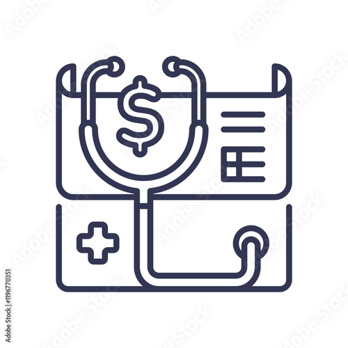 Stethoscope and dollar sign on a medical document symbolize healthcare costs.