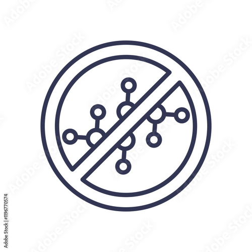 Molecule with prohibition sign, symbolizing chemical restriction.