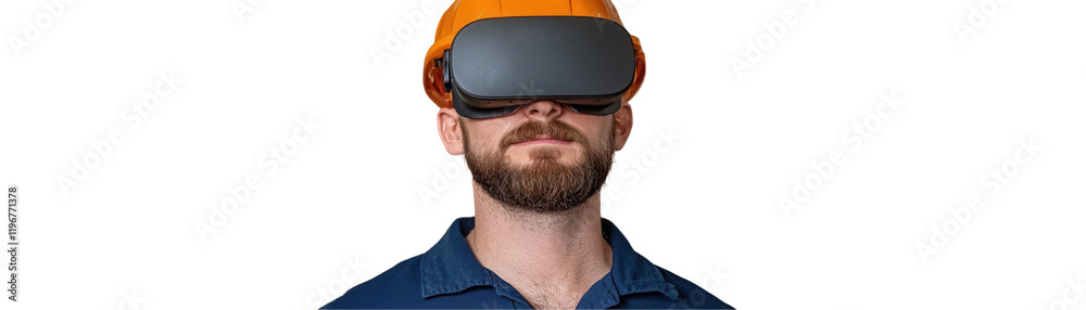 Fototapeta premium Virtual reality experience with transparent background construction worker digital art indoor close-up innovation