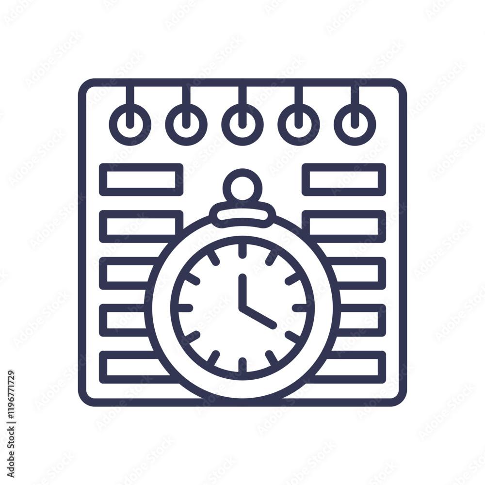 Clock on a calendar symbolizes effective time management and meeting deadlines. Clock on a calendar symbolizes effective time management and meeting deadlines.
