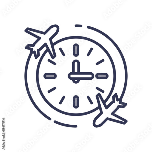 Clock with airplanes symbolizes time efficiency in travel.