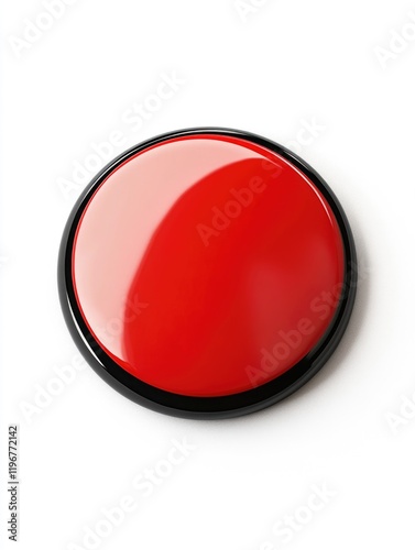 Red plastic push-button with a black center, commonly used for stopping or pausing machinery.
