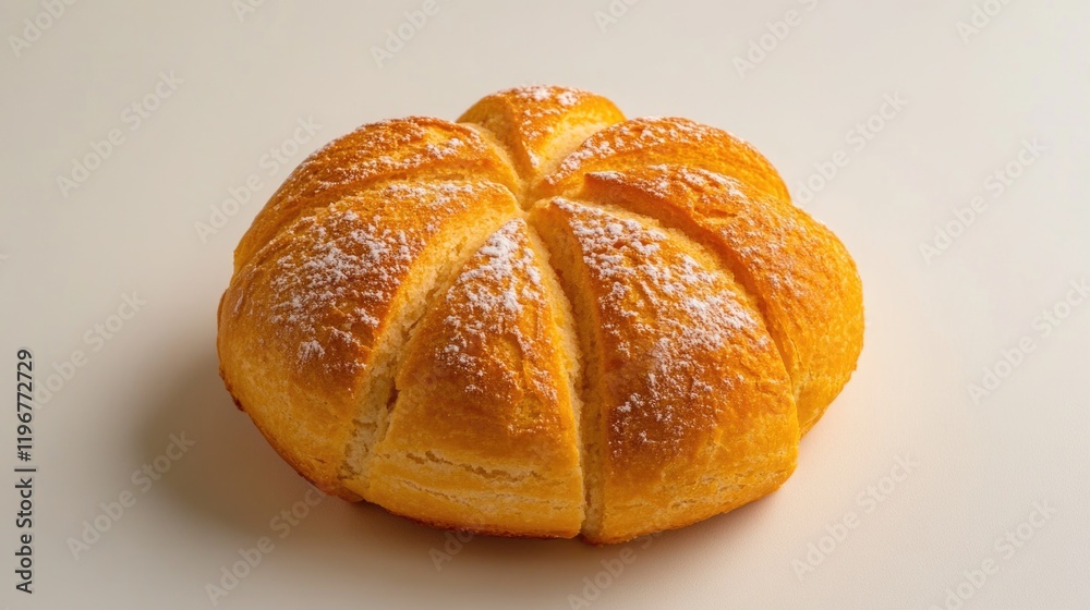 Fresh loaf of bread with a top crust and a light brown color. Looks soft and sweet, possibly perfect for dinner rolls. Fresh loaf of bread with a top crust and a light brown color. Looks soft and sweet, possibly perfect for dinner rolls.