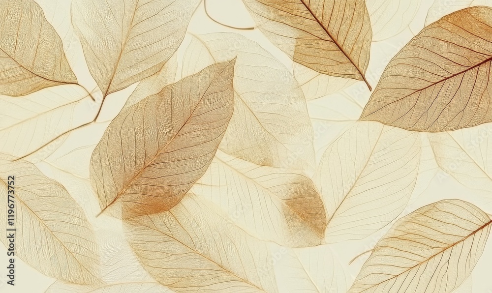 Obraz premium Close up of Fiber structure of dry leaves texture background. Cell patterns of Skeletons leaves, foliage branches