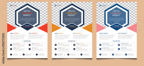 Simple creative print minimal elegant editable modern corporate professional company business layout online digital marketing conference leaflet flyer template design colorful combination.