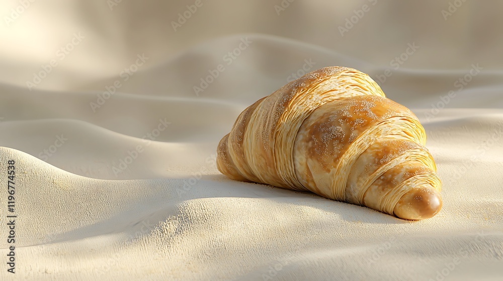 Golden Brown Croissant On A Textured Surface Golden Brown Croissant On A Textured Surface