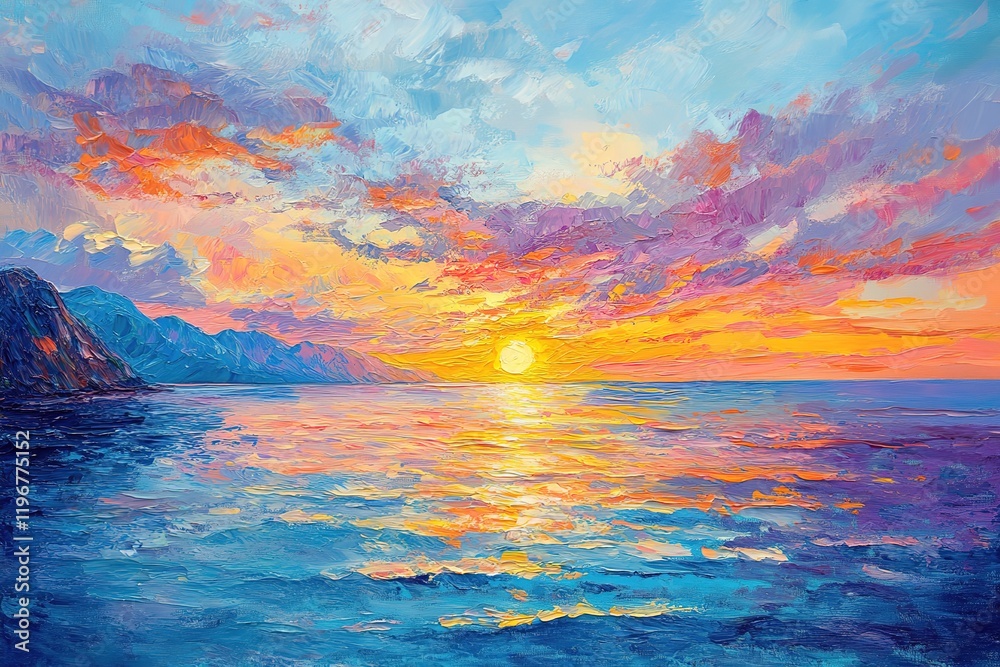 Fototapeta premium Vibrant Sunset over the Ocean Shore