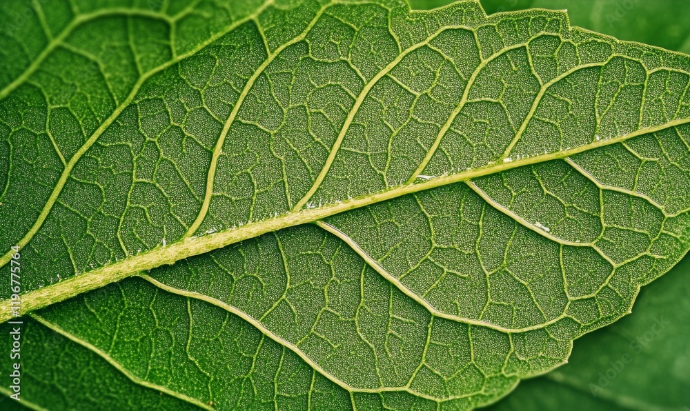 Close-up of a Water Droplet on a Green Leaf with Visible Veins Close-up of a Water Droplet on a Green Leaf with Visible Veins
