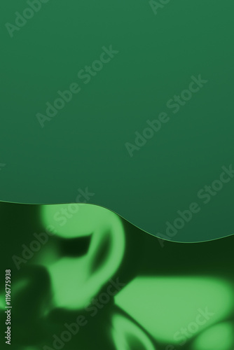 Vibrant green abstract art with smooth curves and subtle depth in 3D rendering