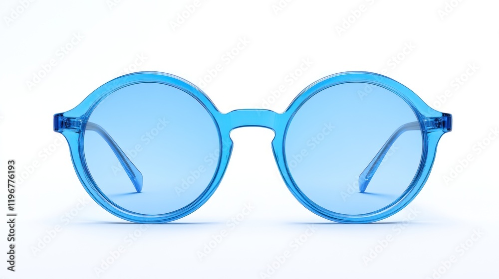 Fototapeta premium Stylish Blue Round Sunglasses: A Fashion Statement