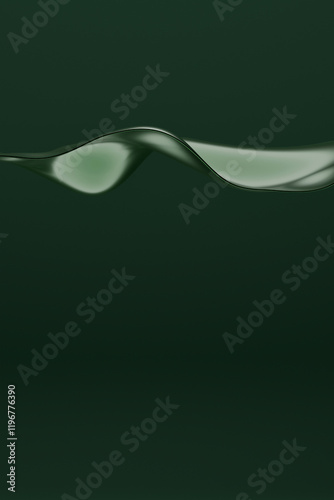 3D rendering of fluid shapes in muted green, highlighting smooth curves and depth