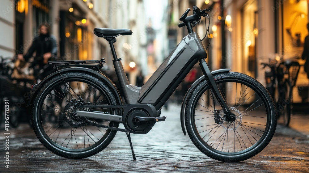Obraz premium Sleek Electric Bicycle in Urban Setting