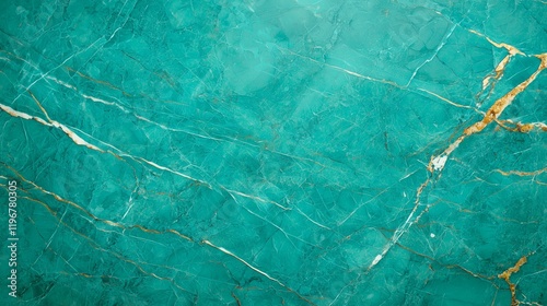 Textured turquoise surface with fine veins of white and gold, evoking a natural stone appearance suitable for backgrounds or design elements.