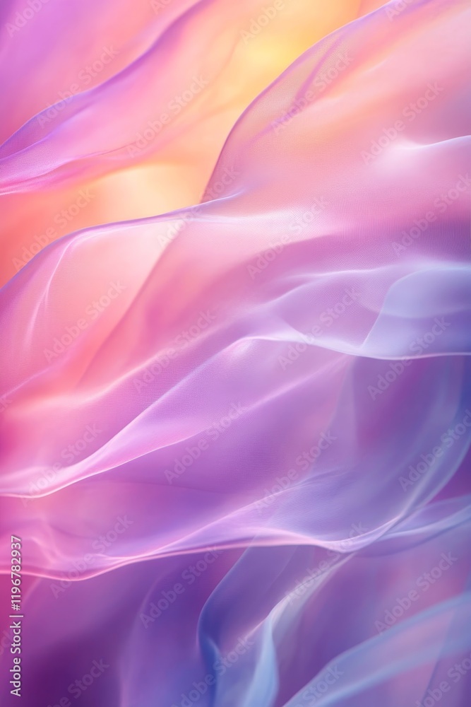 Fototapeta premium Abstract soft peach lavender grainy background, color blend texture poster banner, dynamic wave effects, Generative AI