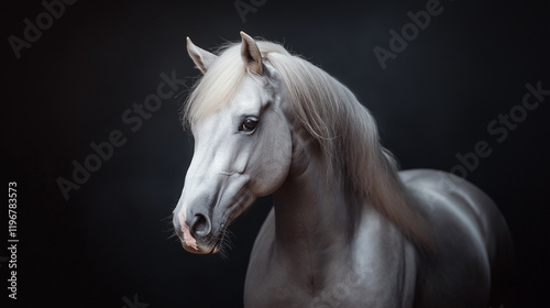 Close up shot of beautiful graceful horse