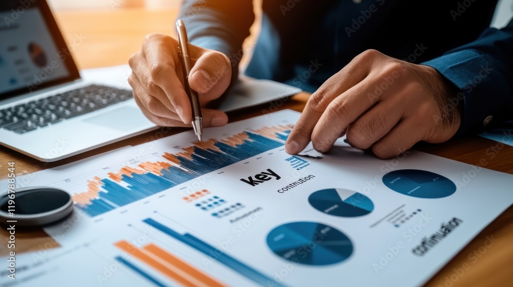 Businessman Analyzing Key Financial Data and Charts Businessman Analyzing Key Financial Data and Charts