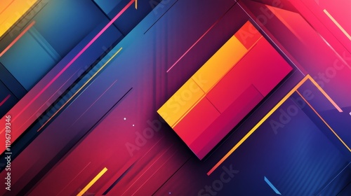 Abstract geometric design featuring vibrant colors and gradients on a dynamic background