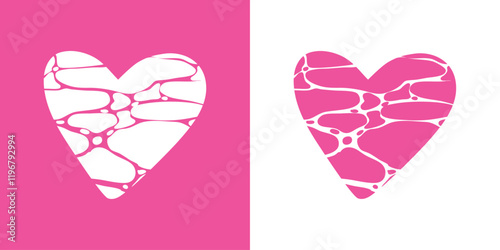 Logo con silueta de corazón roto en piezas para tarjetas y felicitaciones de San Valentín