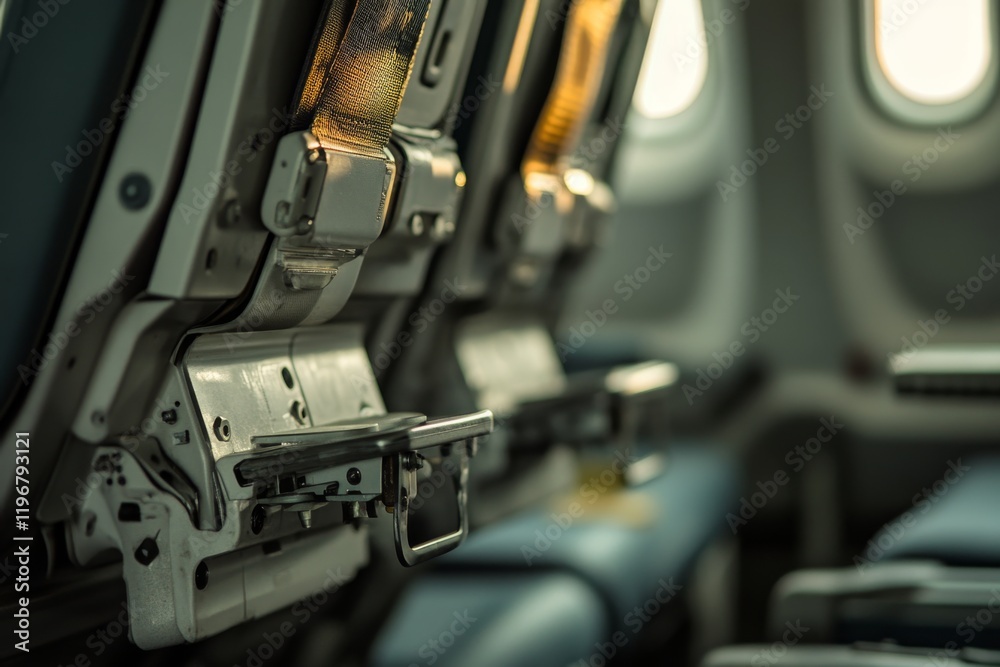 Detailed View of Airplane Seat Mechanism Detailed View of Airplane Seat Mechanism