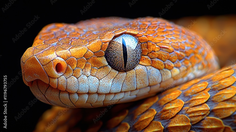 Intricate Scales and Captivating Gaze of an Orange and Brown Snake Close-up Intricate Scales and Captivating Gaze of an Orange and Brown Snake Close-up
