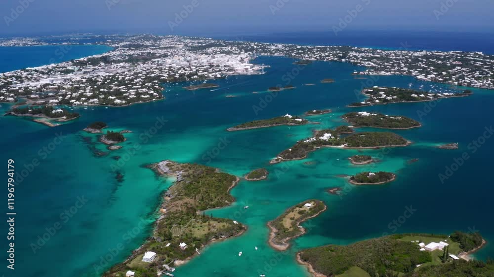 Aerial of Hamilton Harbour in Bermuda