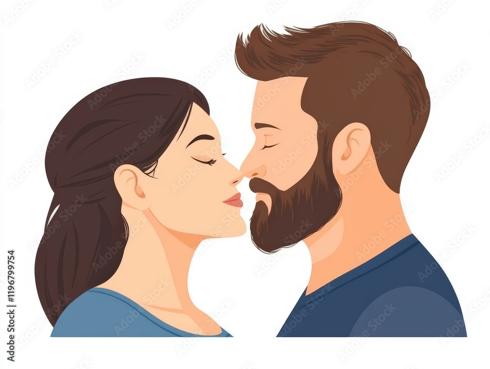 Tender moment of a couple sharing an affectionate kiss evoking love closeness and emotional warmth in a minimalistic close up illustration Tender moment of a couple sharing an affectionate kiss evoking love closeness and emotional warmth in a minimalistic close up illustration