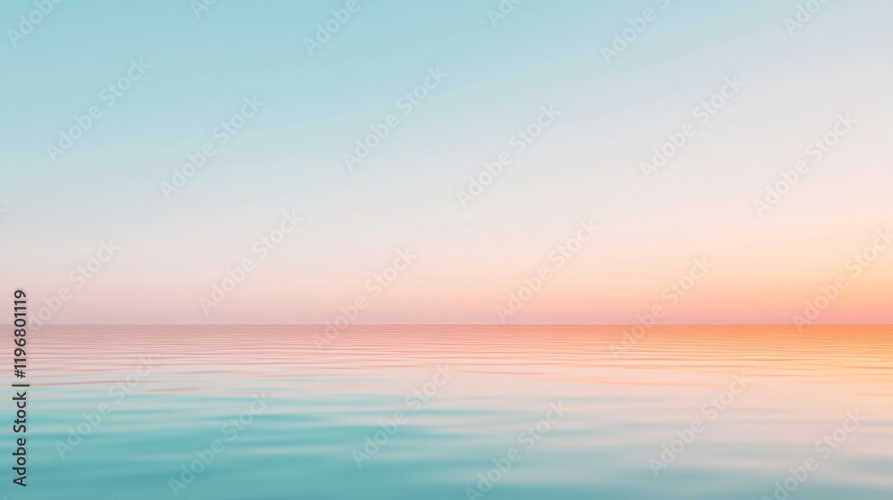 Naklejka premium Serene Sunset Reflections Vibrant Orange, Pink, and Blue Hues on Tranquil Lake Surface - Visual Content for Modern Wellness Branding and Mindful Lifestyle Marketing