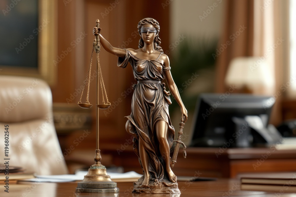 Themis symbol of justice is statuette with closed eyes, scales and a sword in her hands on transparent background. lawyer, law firm, or education in judicial system. prosecution appeal Themis symbol of justice is statuette with closed eyes, scales and a sword in her hands on transparent background. lawyer, law firm, or education in judicial system. prosecution appeal