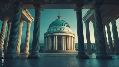 A government building with a majestic dome and grand columns