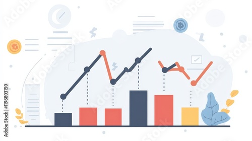 A graph with a rising line showing a business financial growth