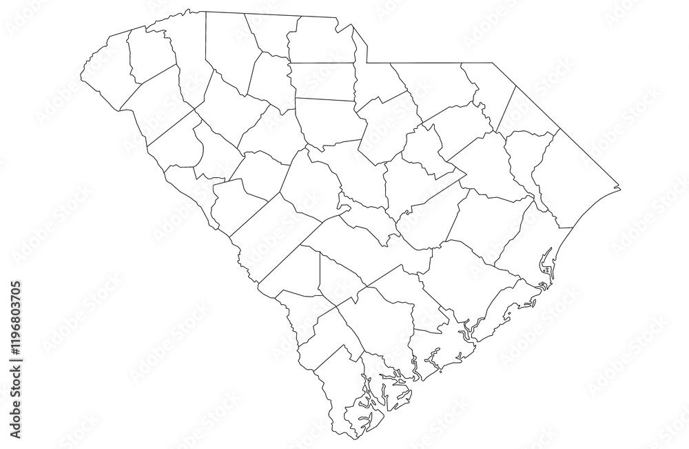 South Carolina map. High detailed illustration map - outline South Carolina State Map South Carolina map. High detailed illustration map - outline South Carolina State Map