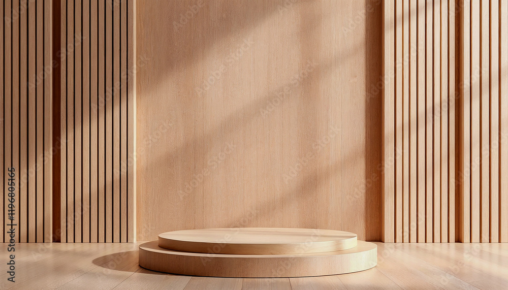 Elegant Wooden Platform Display for Product Presentation Elegant Wooden Platform Display for Product Presentation