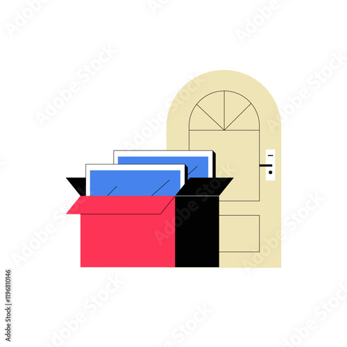 New Window Installation In Flat Vector Illustration Symbolizing Home Improvement, Renovation, And Modern Housing, Isolated On White Background.