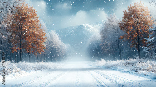 Winter snow landscape isolated on transparent background 