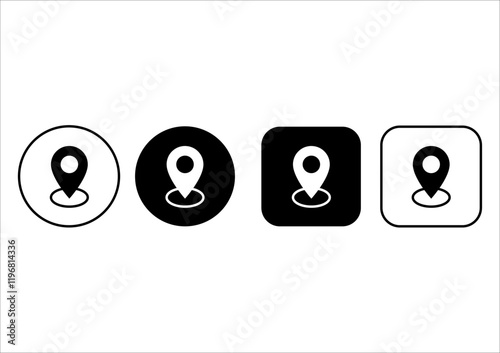 Outline map symbol. Address icon buttons. Place icon set