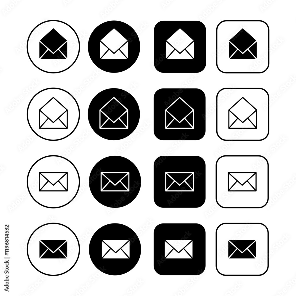 Set of email envelope icons for business or for website. Email icon button sign Set of email envelope icons for business or for website. Email icon button sign