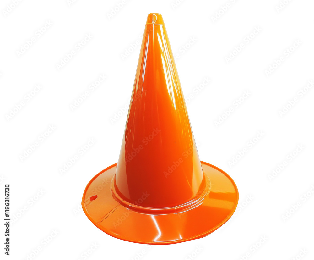 Fototapeta premium Vibrant Orange Traffic Cone - Essential Safety Equipment for Road Construction , isolated on white background PNG