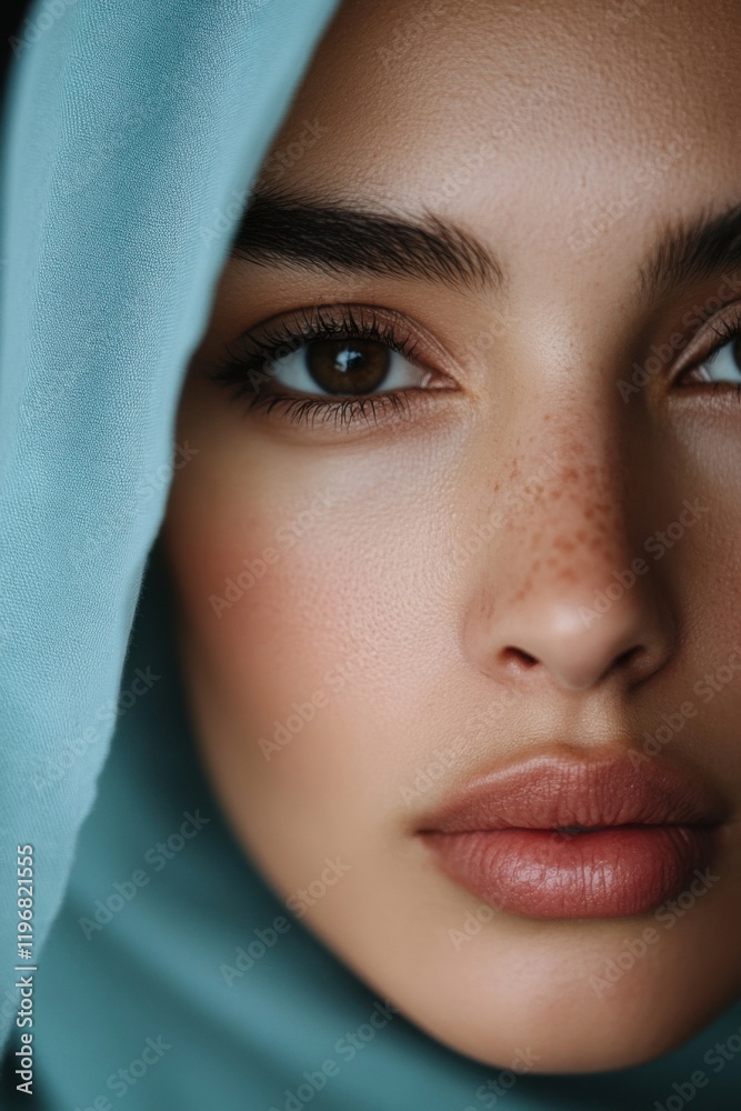 Close-up portrait of middle eastern model showing perfect skin and brown eyes Close-up portrait of middle eastern model showing perfect skin and brown eyes